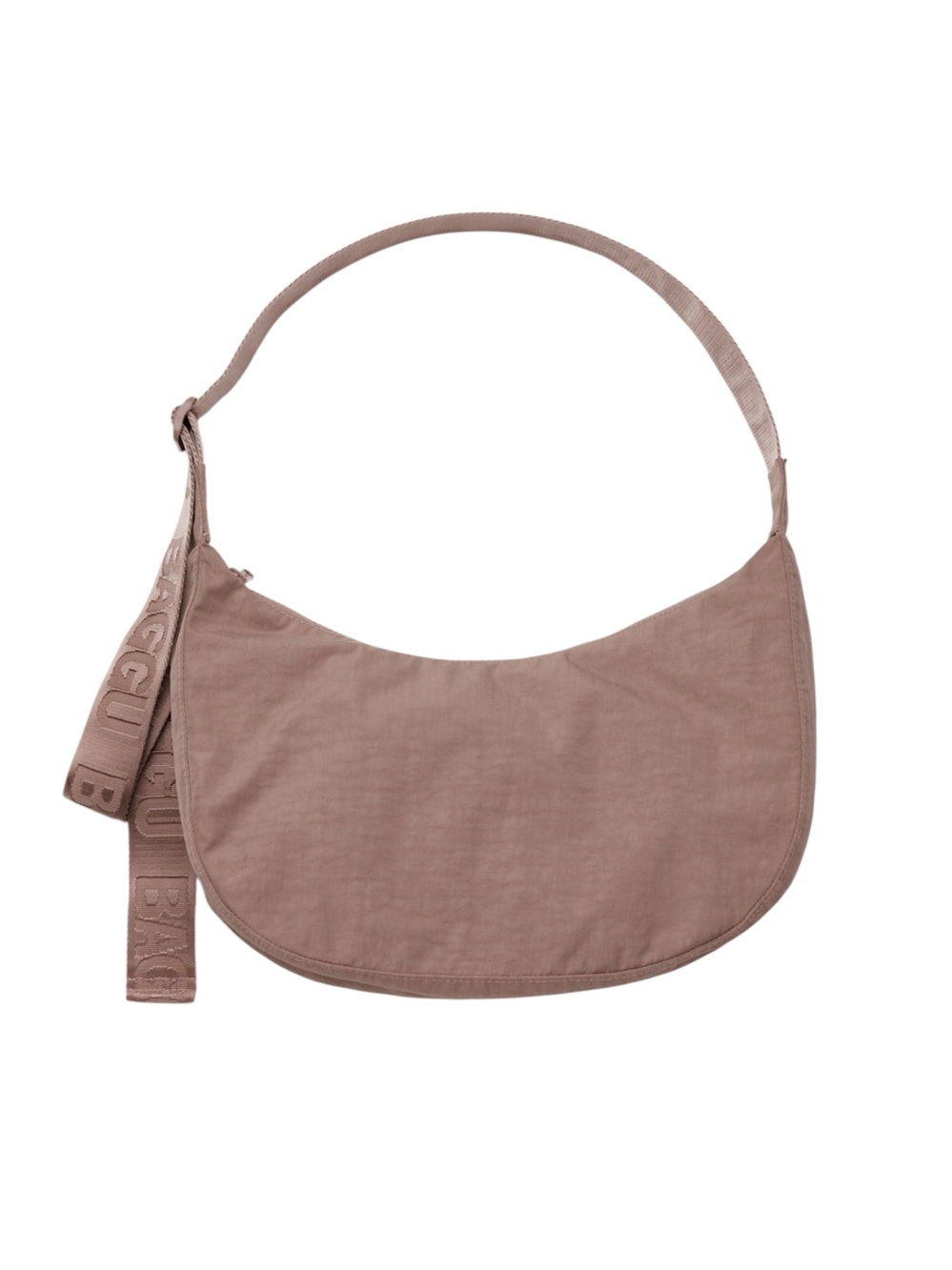 BAGGU Toasted Almond Medium Nylon Crescent Adjustable Crossbody Bag
